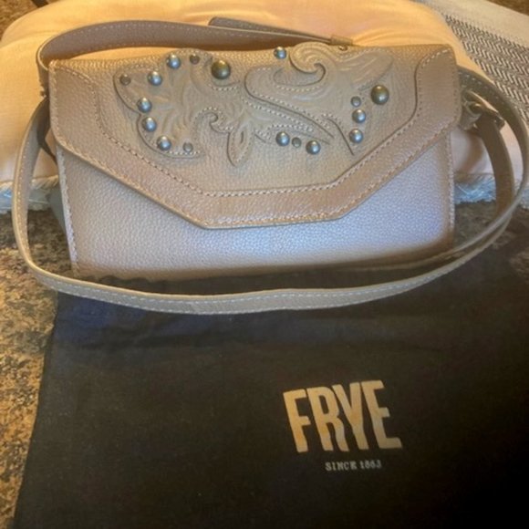 FRYE Beige Montana Genuine Leather Wallet Crossbody Bag With Dust bag